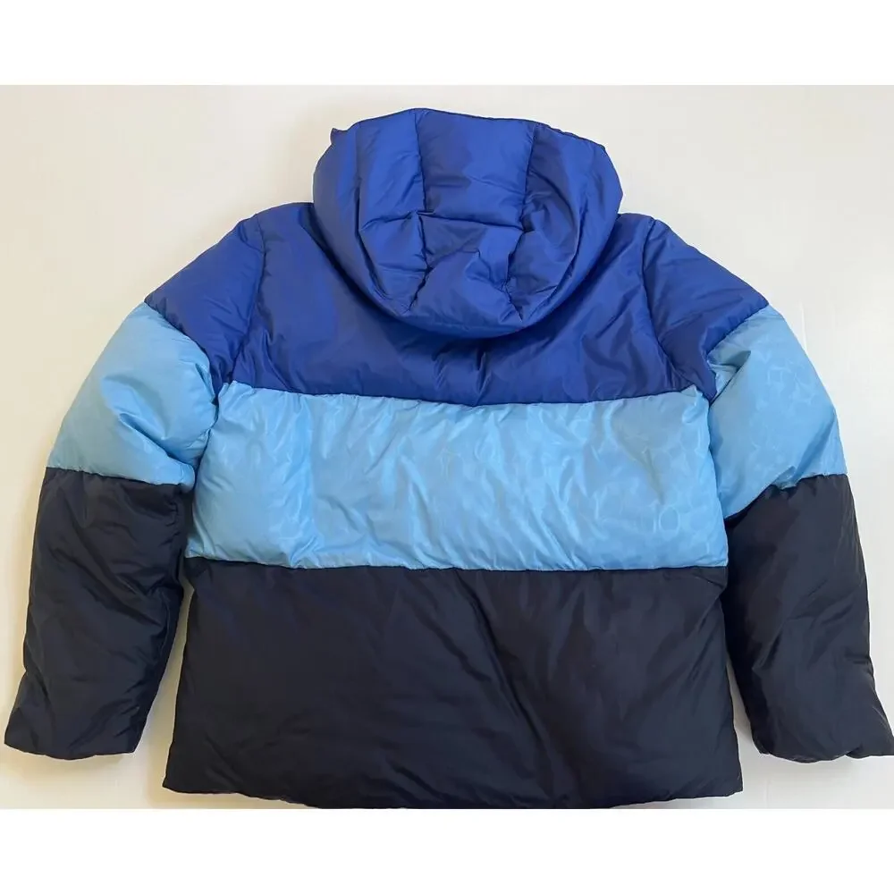 Coach CB661 Colorblock Down Puffer Jacket Royal Blue Multi XL $650